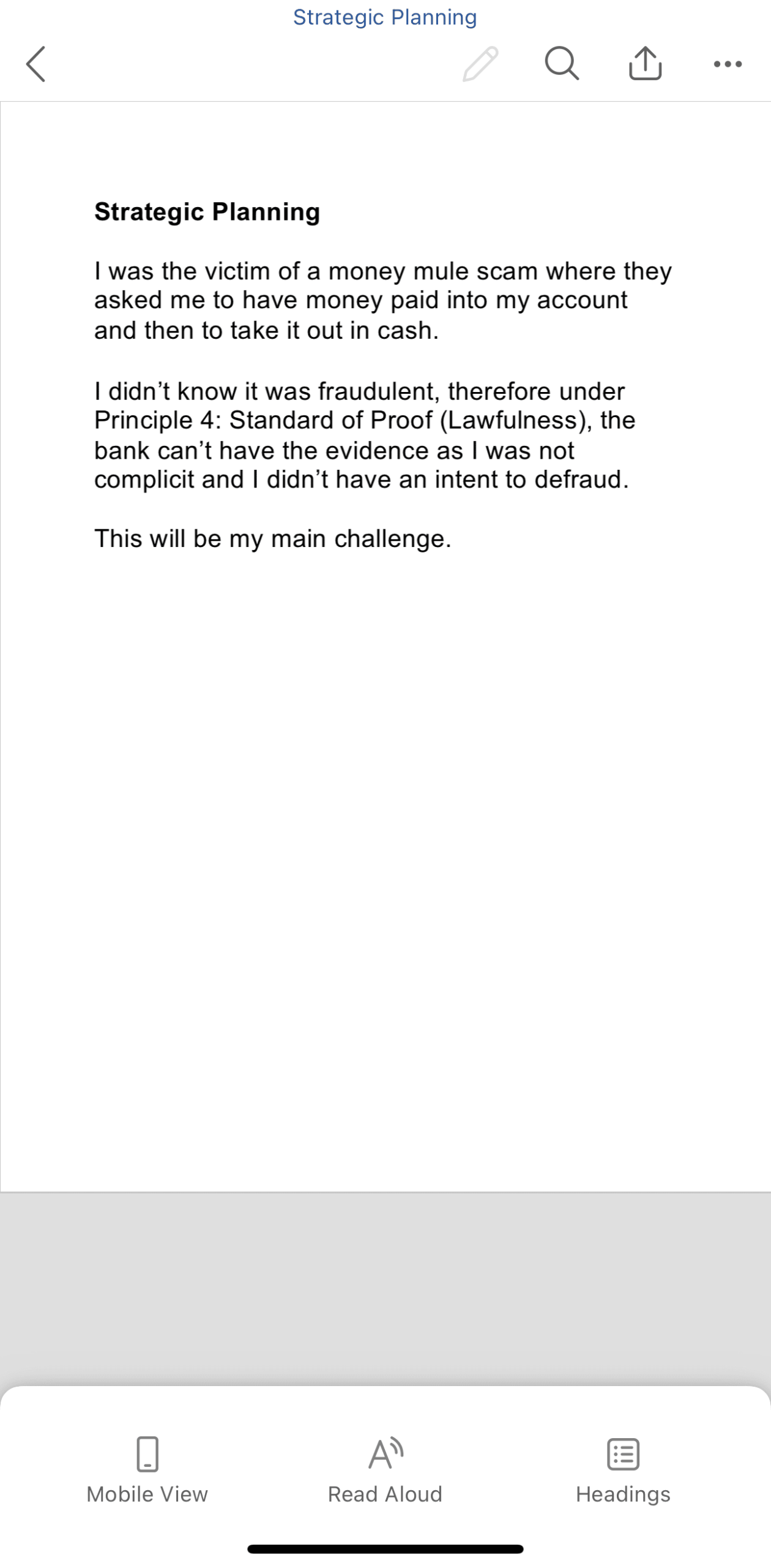 Adding initial strategy for version of events resulting in recording of CIFAS Marker to Strategic Planning Document