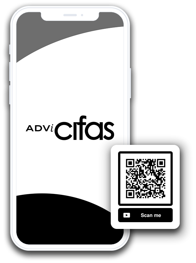 Mockup Smartphone image of the ADVICIFAS Client Portal QR-Code Easy Linking