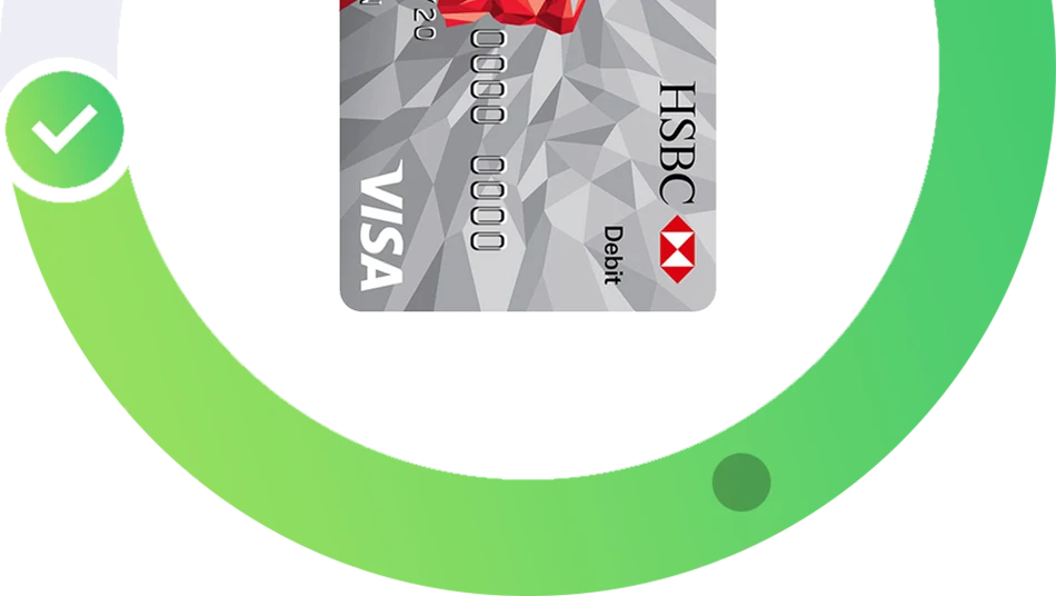 ADVICIPAY Instalment Payments represented by a green circular bar representing instalment based payments with a HSBC debit card