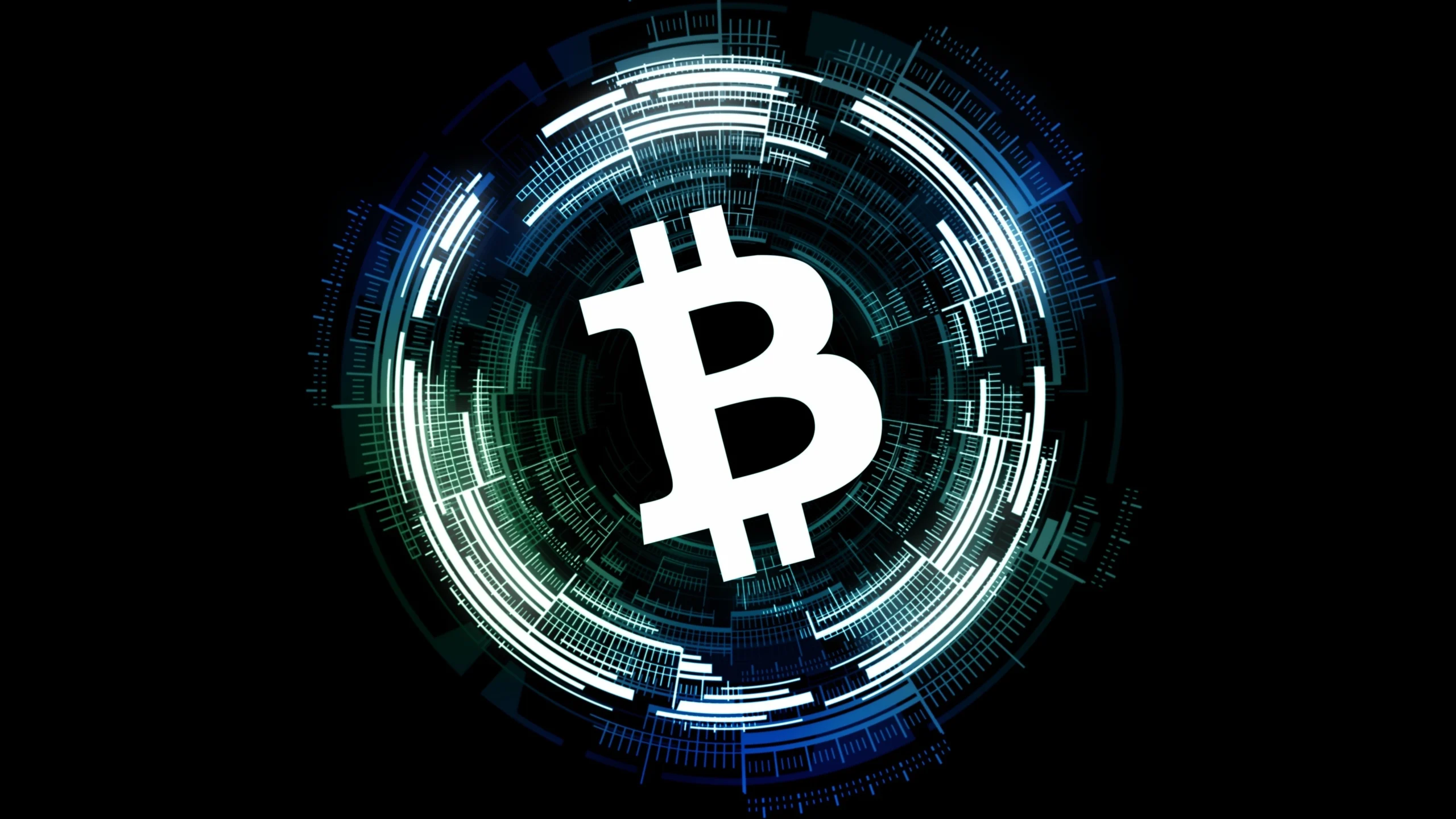 A circular logo with a bitcoin symbol